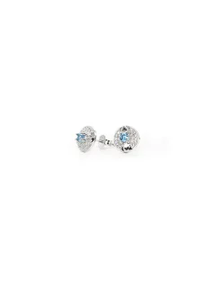 Best Sale Pendientes círculo circonitas 10mm y aguamarina redondo Plata Pendientes De Plata