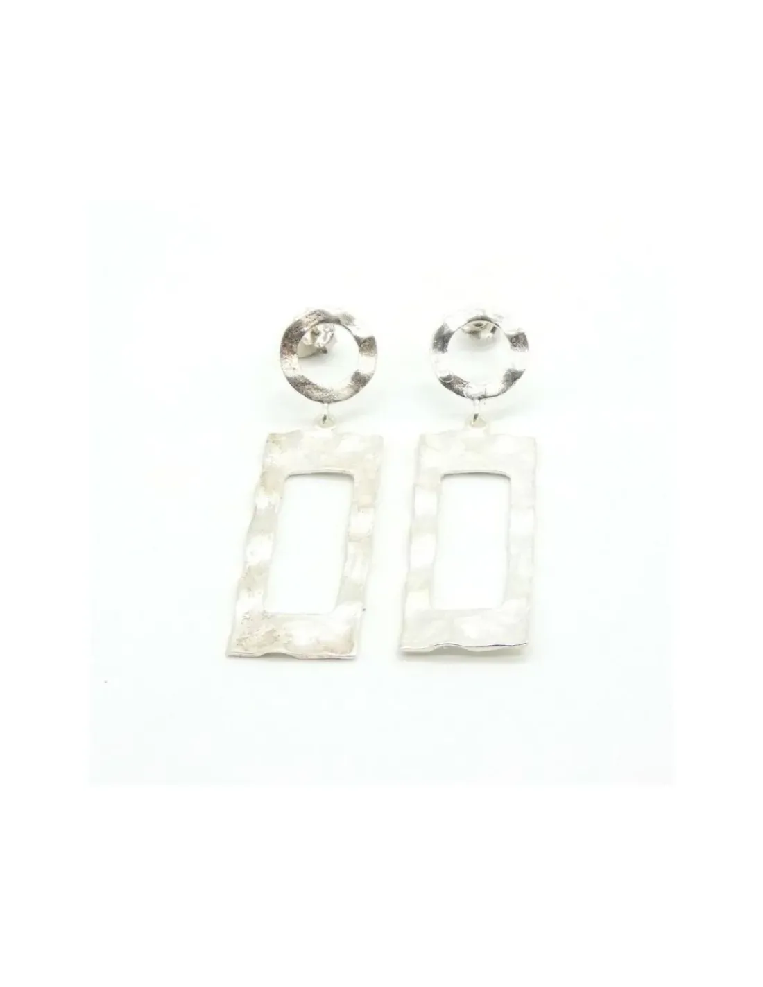 Outlet Pendientes círculo y rectángulo colgante plata de Ley Pendientes De Plata