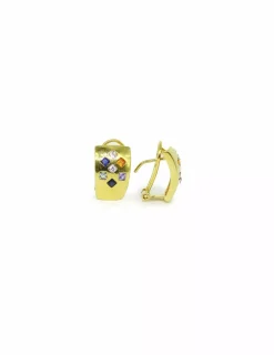 Outlet Pendientes cuadrados circonitas colores oro 18k Pendientes De Oro