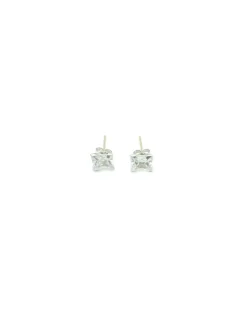 New Pendientes cuadrados con circonitas oro blanco 18K Pendientes De Oro