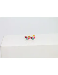 Online Pendientes de plata flor circonita esmalte multicolor Pendientes De Plata