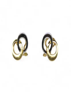Hot Pendientes doble aro oval oro bicolor 18k Pendientes De Oro