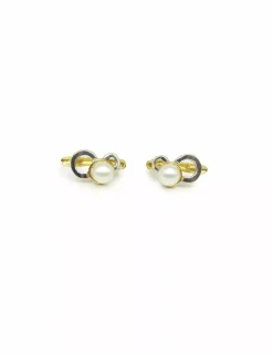 Best Pendientes doble circulo bicolor perla oro 18k Pendientes De Perlas|Pendientes De Oro