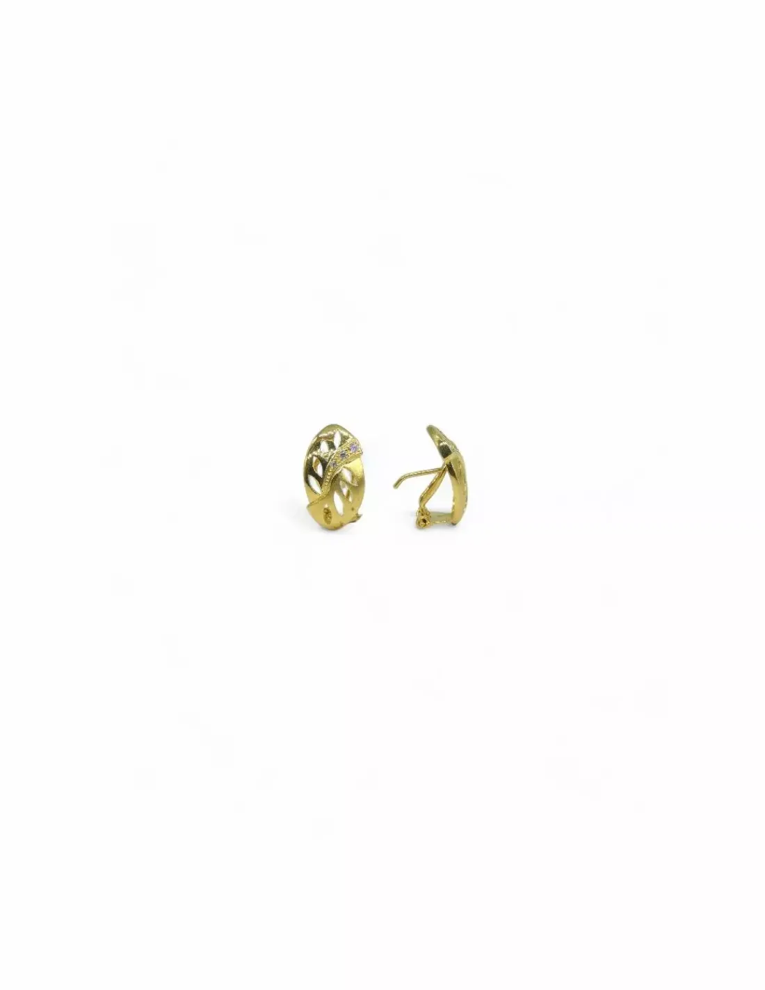 Best Sale Pendientes doble hoja con circonitas en oro de 18k Pendientes De Oro