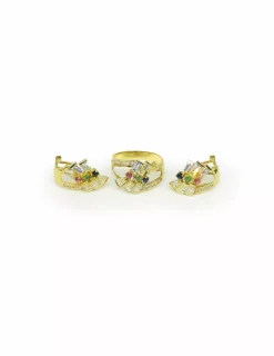 New Pendientes dobles circonitas de colores oro 18k Pendientes De Oro