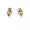 Sale Pendientes en hoja calada con tres circonitas oro 18k Pendientes De Oro