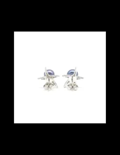 Discount Pendientes estrella de mar perla cultivada gris plata de Ley rodiada Pendientes De Plata