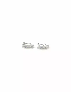 Flash Sale Pendientes fila circonita central oro blanco 18k Pendientes De Oro