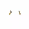 Fashion Pendientes  flor circonitas en tallo oro 18k Pendientes De Oro