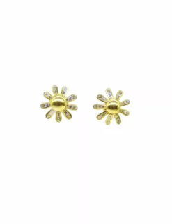 Cheap Pendientes flor circonitas en los pétalos oro 18k Pendientes De Oro