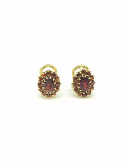 Fashion Pendientes flor piedra roja 18k Pendientes De Oro