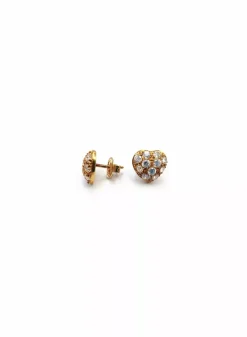 Fashion Pendientes forma corazón circonitas oro 18k Pendientes De Oro
