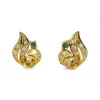 Online Pendientes hoja calada con circonitas y esmeralda oro 18k Pendientes De Oro