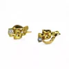 Outlet Pendientes hoja calada con circonita oro 18k Pendientes De Oro