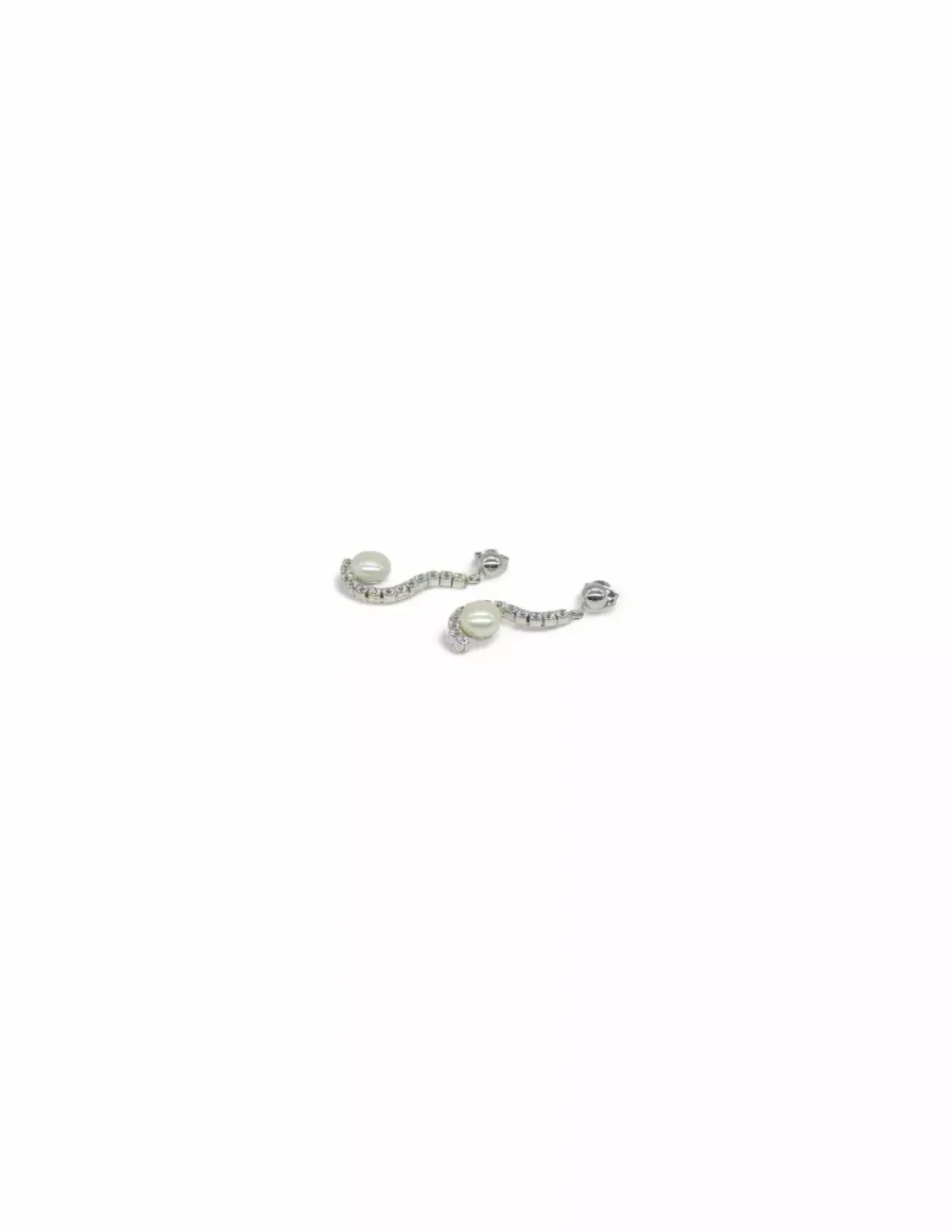 Shop Pendientes largos circonitas/perla oro blanco 18k Pendientes De Perlas|Pendientes De Oro