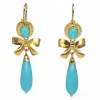 Best Sale Pendientes largos lágrima turquesa oro 18k Pendientes De Oro