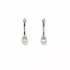 Cheap Pendientes largos perla y circonitas oro blanco 18k Pendientes De Oro