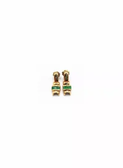 Online Pendientes largos piedras tono verde oro 18k Pendientes De Oro