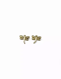 New Pendientes libélula plata dorada 925 Pendientes De Plata