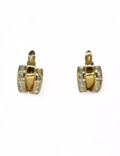 Outlet Pendientes medio aro circonitas 18k Pendientes De Oro