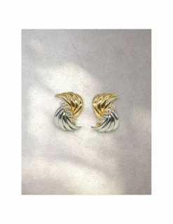 Flash Sale Pendientes nudo en oro blanco y amarillo de 18k Pendientes De Oro