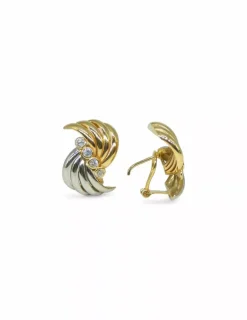 Flash Sale Pendientes nudo en oro blanco y amarillo de 18k Pendientes De Oro
