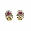 Outlet Pendientes orla piedra fucsia oro 18k Pendientes De Oro