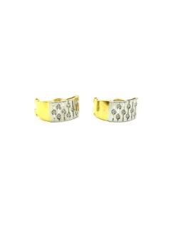Hot Pendientes oro bicolor con circonitas base calada Pendientes De Oro