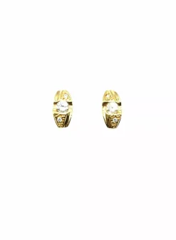 Hot Pendientes oval tallados circonitas oro 18k Pendientes De Oro