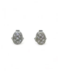 Best Sale Pendientes ovalados con circonitas oro blanco 18k Pendientes De Oro