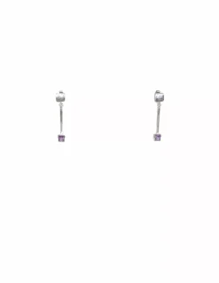 Cheap Pendientes palo largo con circonita morada oro 18k Pendientes De Oro