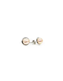 Online Pendientes perla cultivada color ámbar 8mm con base plata Pendientes De Plata