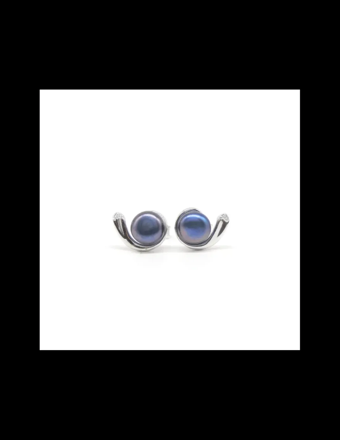 Hot Pendientes perla cultivada gris plata de Ley rodiada Pendientes De Plata