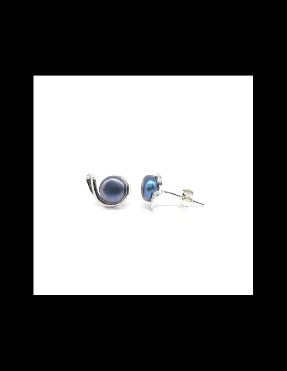 Hot Pendientes perla cultivada gris plata de Ley rodiada Pendientes De Plata