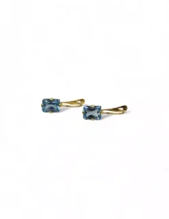 Hot Pendientes piedra agua marina oro 18k Pendientes De Oro