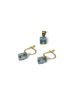 Hot Pendientes piedra agua marina oro 18k Pendientes De Oro