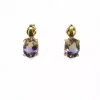 Store Pendientes piedra oval lila cuatro garras oro 18k Pendientes De Oro