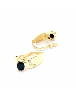 Cheap Pendientes piedra oval negra y circonitas oro 18k Pendientes De Oro