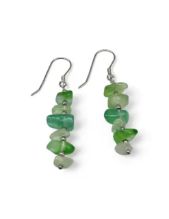 Sale Pendientes piedras naturales verdes y bolitas plata 925 Pendientes De Plata