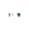 Hot Pendientes plata flor circonita esmalte celeste Pendientes De Plata