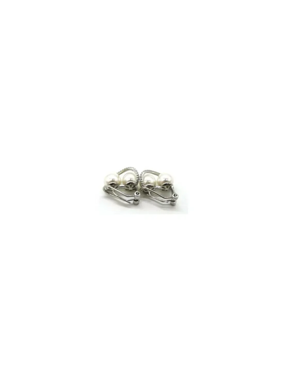 Store Pendientes plata rodiada dos perlas blancas y tira circonitas Pendientes De Plata