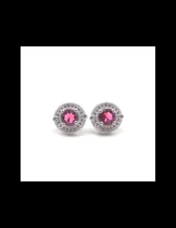 Online Pendientes plata rodiado circonitas 12mm rubí Pendientes De Plata