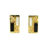 Best Pendientes rectangulares piedra negra y blanca con circonitas oro 18k Pendientes De Oro