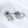 Discount Pendientes tallaje antiguo con circonitas y circonita azul oro blanco 18k Pendientes De Oro