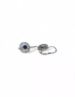 Discount Pendientes tallaje antiguo con circonitas y circonita azul oro blanco 18k Pendientes De Oro