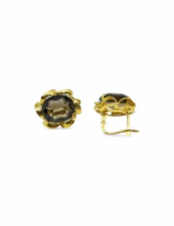 Cheap Pendientes tallaje antiguo piedra ámbar oro 18k Pendientes De Oro
