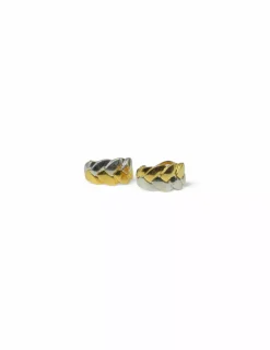 Outlet Pendientes trenzado oro bicolor 18k Pendientes De Oro