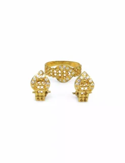 Best Sale Pendientes tres filas bolitas con motivo circonitas oro 18k Pendientes De Oro