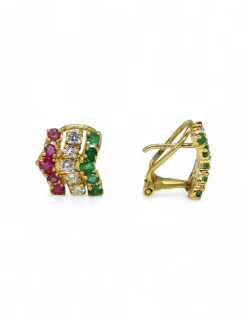 Shop Pendientes tres líneas piedras de colores oro 18k Pendientes De Oro