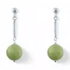 Hot Pendientes tubo cuadrado bola jade oliva facetada playa 925 Pendientes De Oro